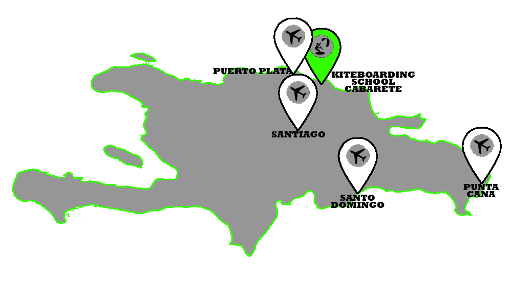 map dominican republic airport location and kiteschool cabarete